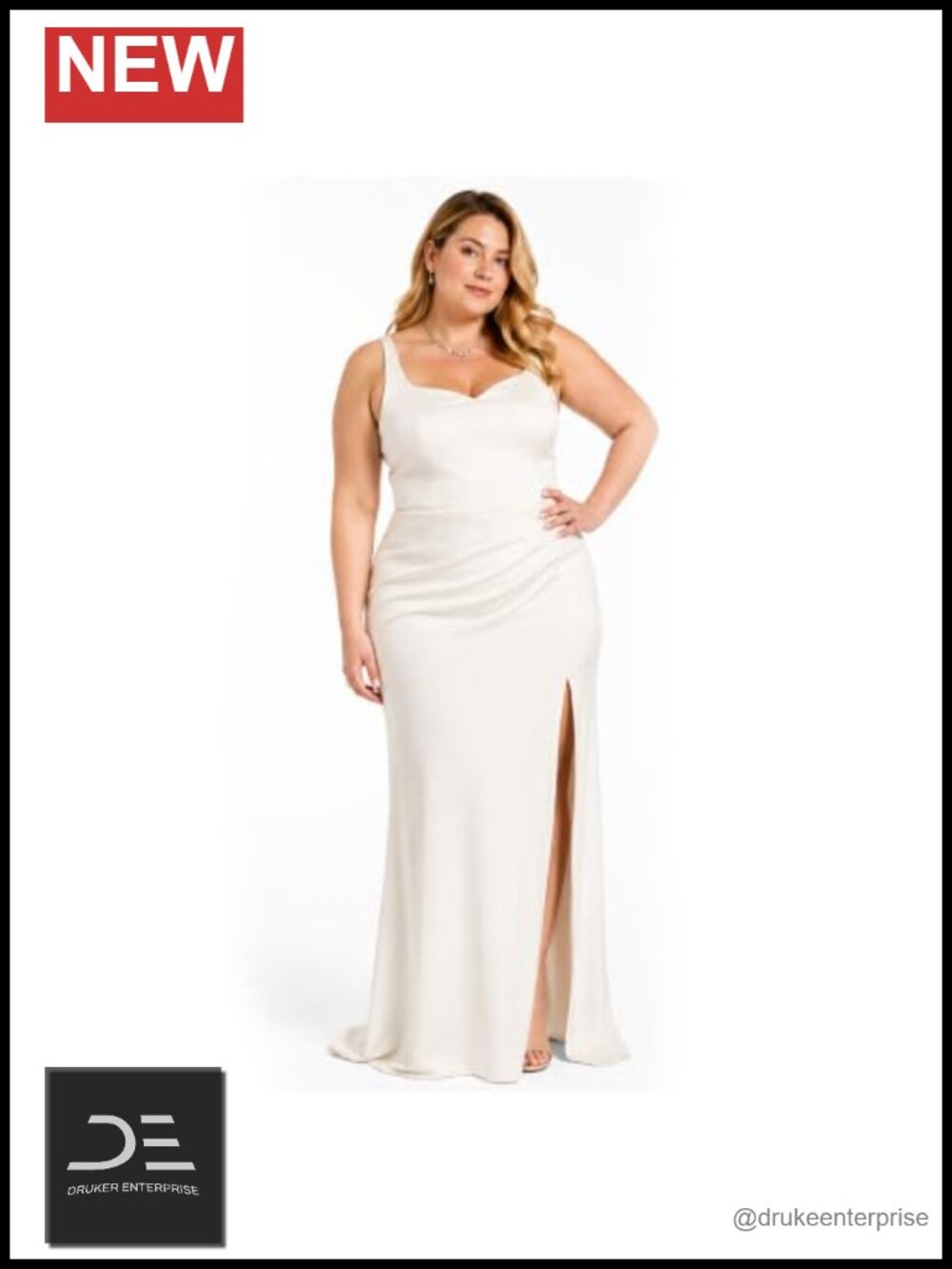 Matte Satin Draped Sheath Tank Wedding Dress V-Neck Formal Gown